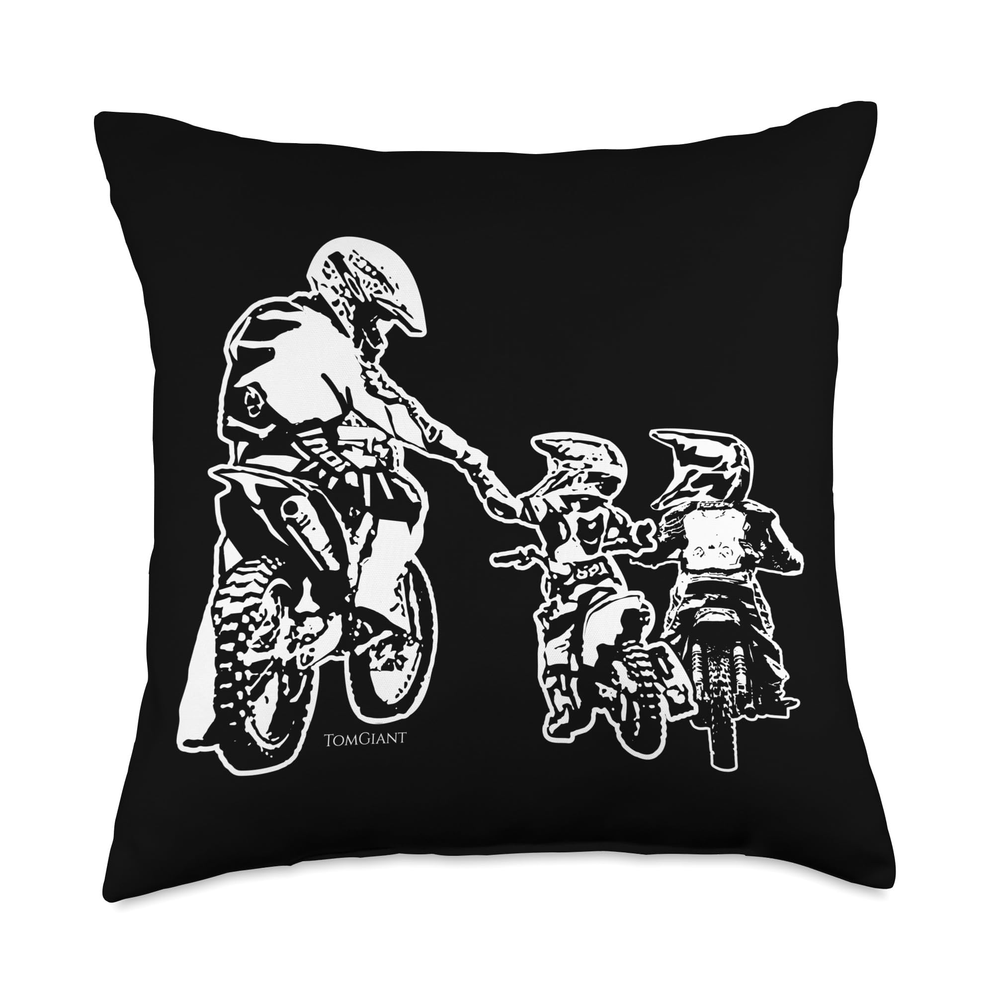 Two Kids Sons Parents Motorbike Motorsport Gift Dirt Bike Dad Motocross Motorcycle Biker Father Kids Enduro Throw Pillow, 18x18, Multicolor