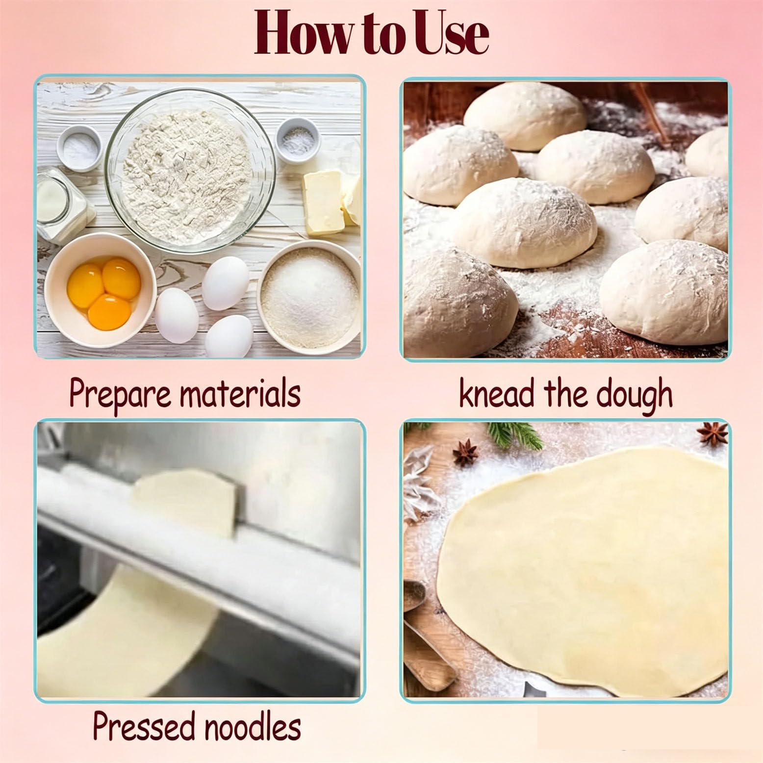 Sfogliatrice manuale pieghevole per pasticceria e pizza, spessore regolabile 0,5-17,5 mm, 40 x 90 cm, ideale per croissant e pasticceria