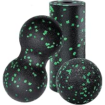 Set of 3 Fascia Ball Set Trigger Point Release Lacrosse Ball Fascia Ball for Feet Massage Ball Fascia Ball Perform Fascia Training Single Ball + Double Ball + Small Fascia Roller Green