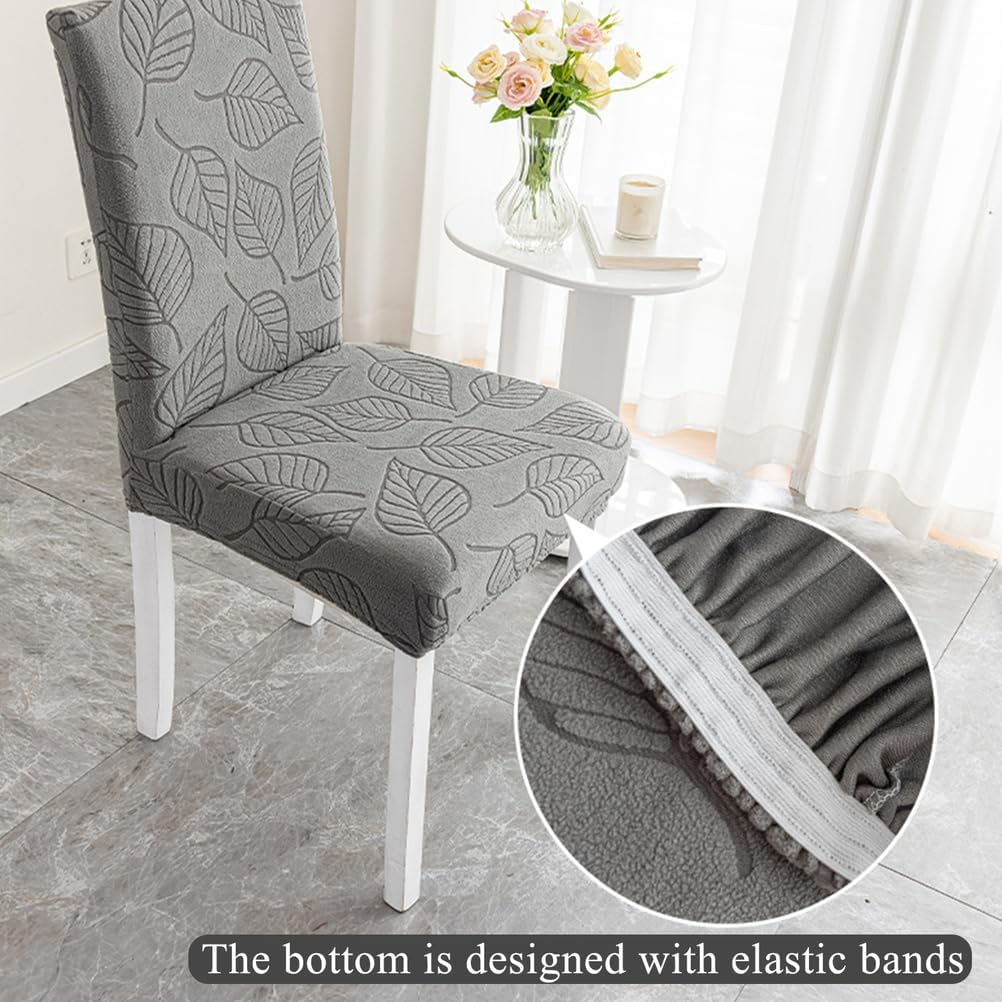Greyb,4pcs, Dining Room Chair Cover 2Pcs/4Pcs Stretch Removable Washable Kitchen Chair Cover Jacquard Velvet Fabric Chair Slipcover for Dining Room Ceremony Banquet Wedding Party