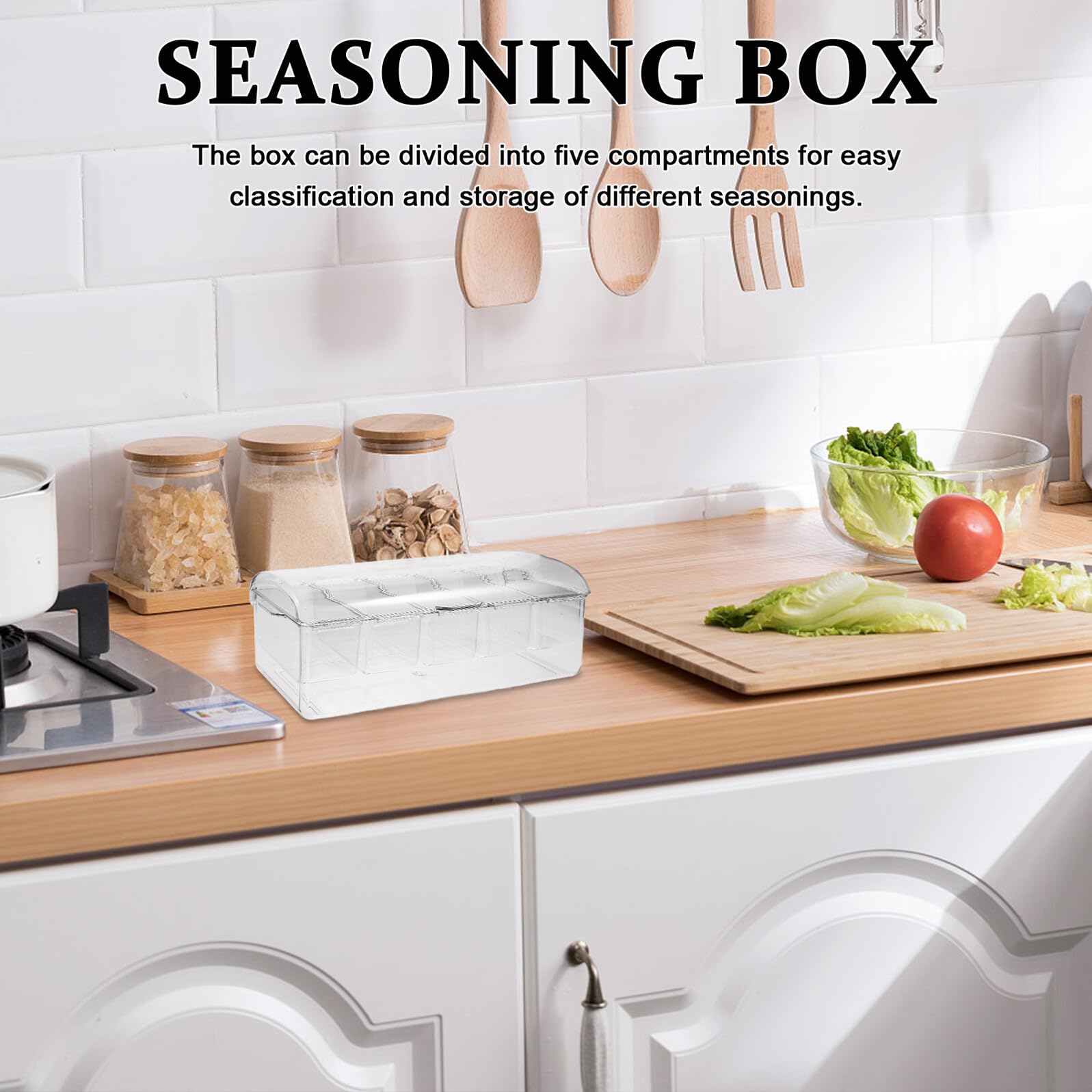 TOYANDONA Boîte Alimentaire Hermétique en Acrylique avec 5 Compartiments, Couvercles et Accessoires, pour L'organisation des Aliments la Maison Pique-niques