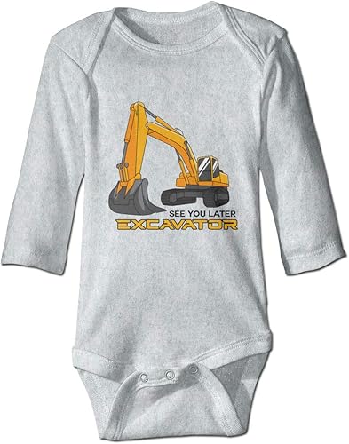 XieTao Traje de cuerpo unisex de manga larga para bebé, See You Later Excavator Boutique, gris, 0-6 meses, Gris
