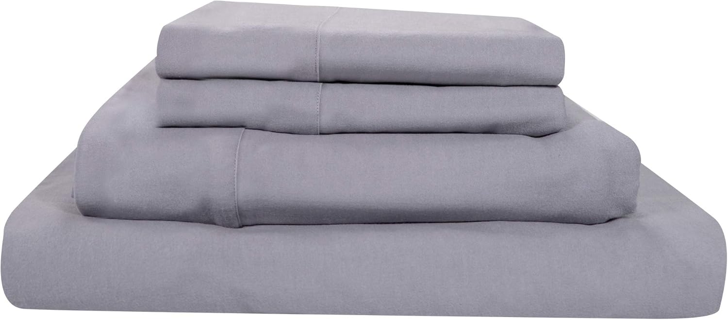 Amazon Com Mypillow Flannel Bed Sheet Queen Light Gray Home Kitchen
