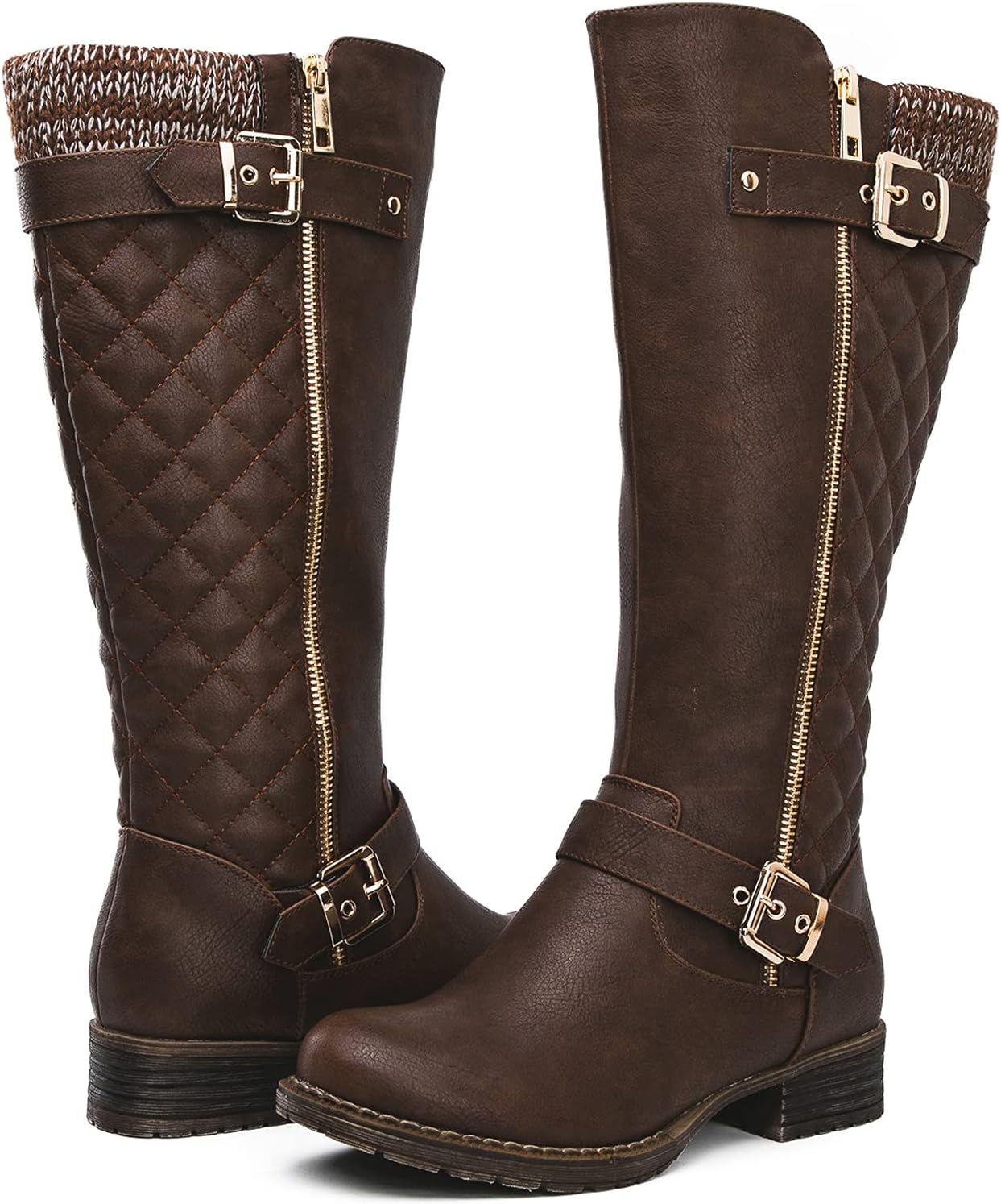 GLOBALWIN Women's Quilted Knee-High Fashion Dressy Riding Boots image 2