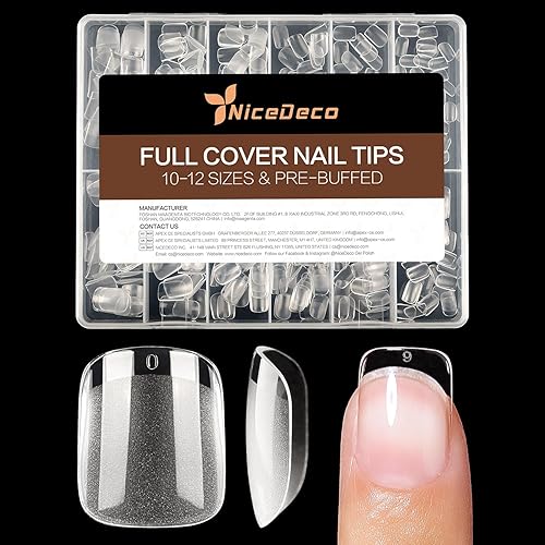 Nicedeco Gel Nail Tips Short Square Shape Nails, 504Pcs Pre