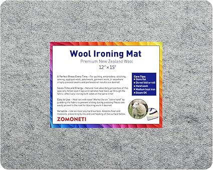 ZOMONETI 15" x 12" Wool Pressing Mat 100% New Zealand Felted Wool Ironing Mat Pad Blanket for Quilter, Sewing, Quilting Supplies and Notions