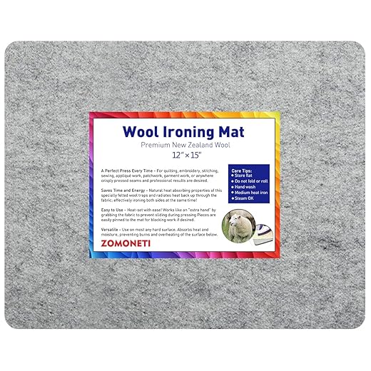 ZOMONETI 15" x 12" Wool Pressing Mat 100% New Zealand Felted Wool Ironing Mat Pad Blanket for Quilter, Sewing, Quilting Supplies and Notions