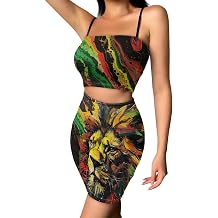 Rasta Dress Set Rasta Reggae Dress Sexy Spaghetti Strap Crop Tops and Bodycon Mini Skirt Dress Set s-4xl