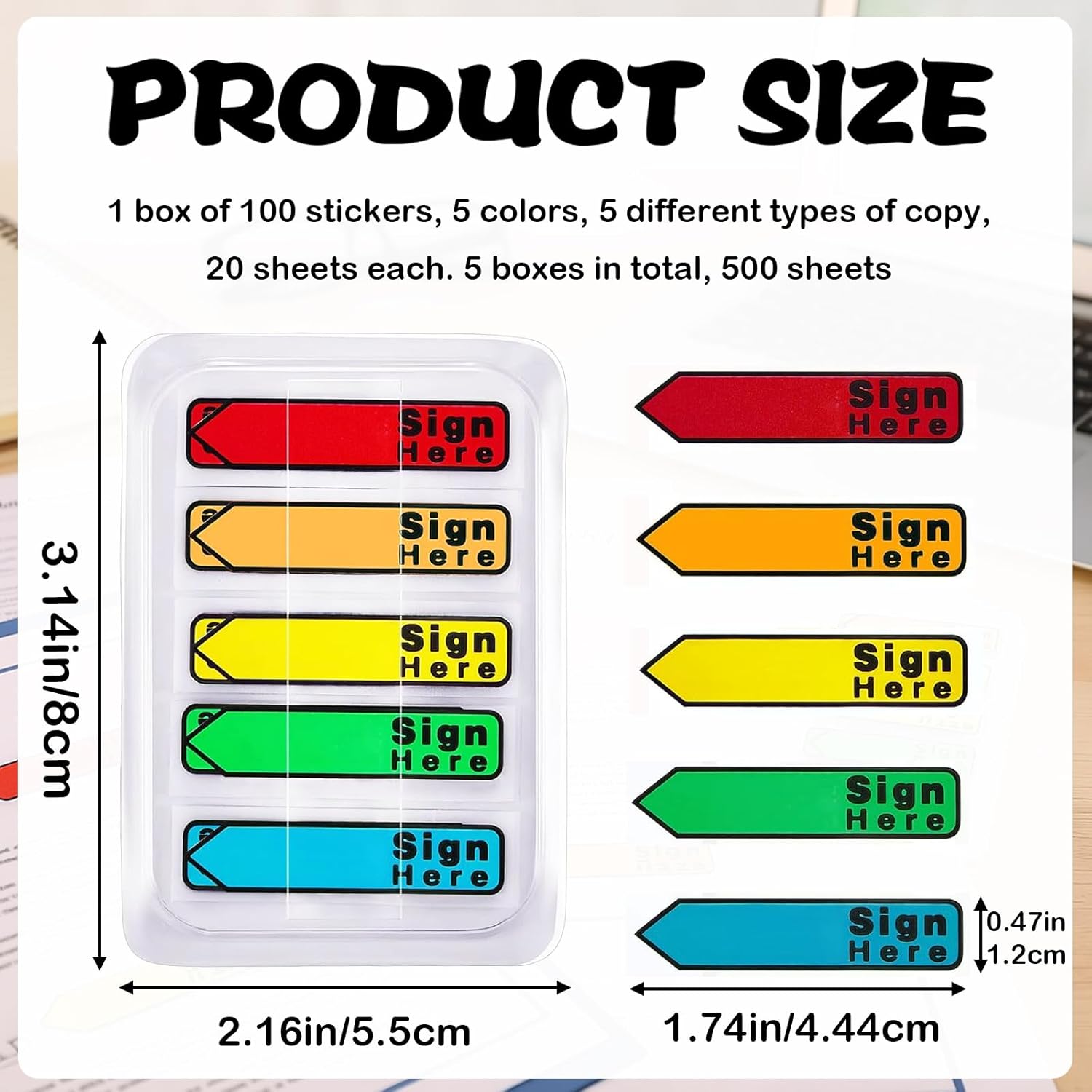Sign Here Stiy Tabs, Multicolor Sign and Date Post It Flags,