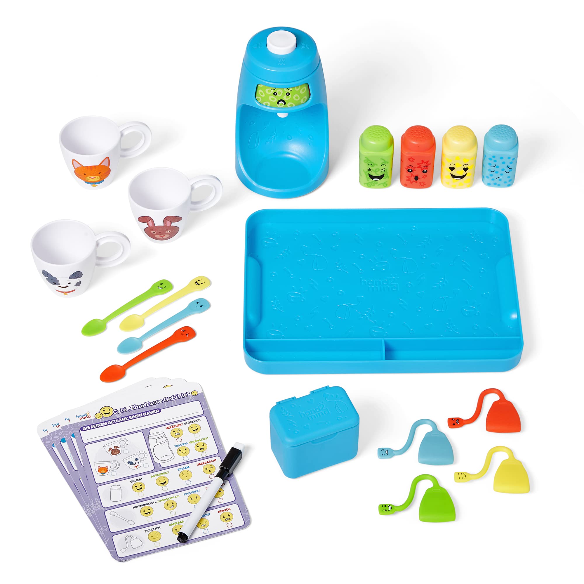 Learning Resources Cupful of Feelings Café Emotion-zabawka, ekspres do kawy, zestaw do zabawy dla dzieci, fantazyjna zabawa, terapia zabaw, zajęcia społeczno-emocjonalne, akcesoria narożne