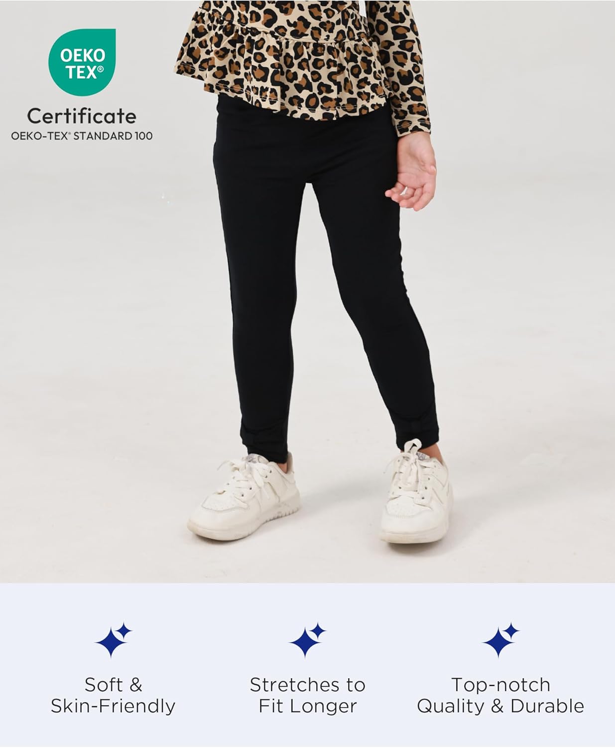 Bamboo Viscose Leggings for Toddler Girls 2T-5T Solid Colors Bowknot Stretch Pants Comfortable Bottoms - Image 3