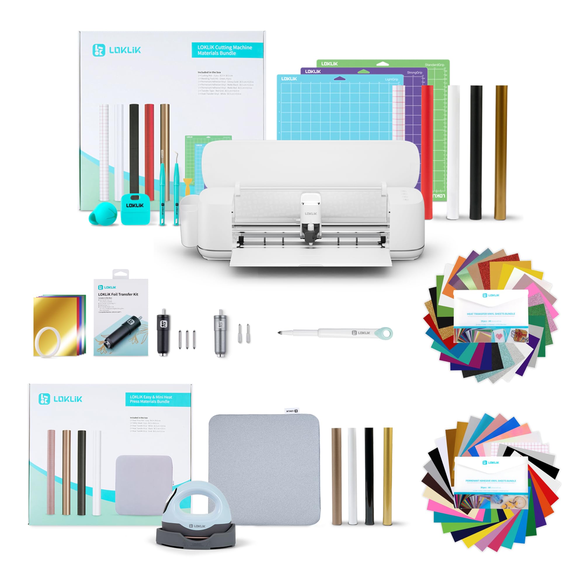 LOKLiK Design Bundle: Lancez Votre Marque Avec la Mini Presse à Chaud et la Machine de Découpe iCraft. Personnalisez des Tissus, Objet et Textiles Comme des T-Shirts, Sacs, Mugs et Sweater
