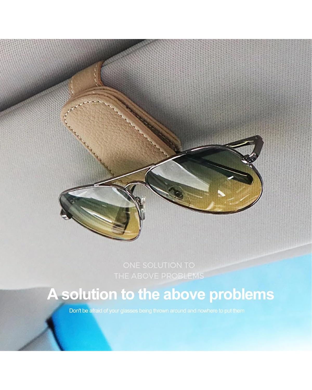 Supporto per Occhiali da Sole Multifunzione per Auto, con Clip per Occhiali da Sole, in Pelle, Accessorio Universale per Interni, (Nero)