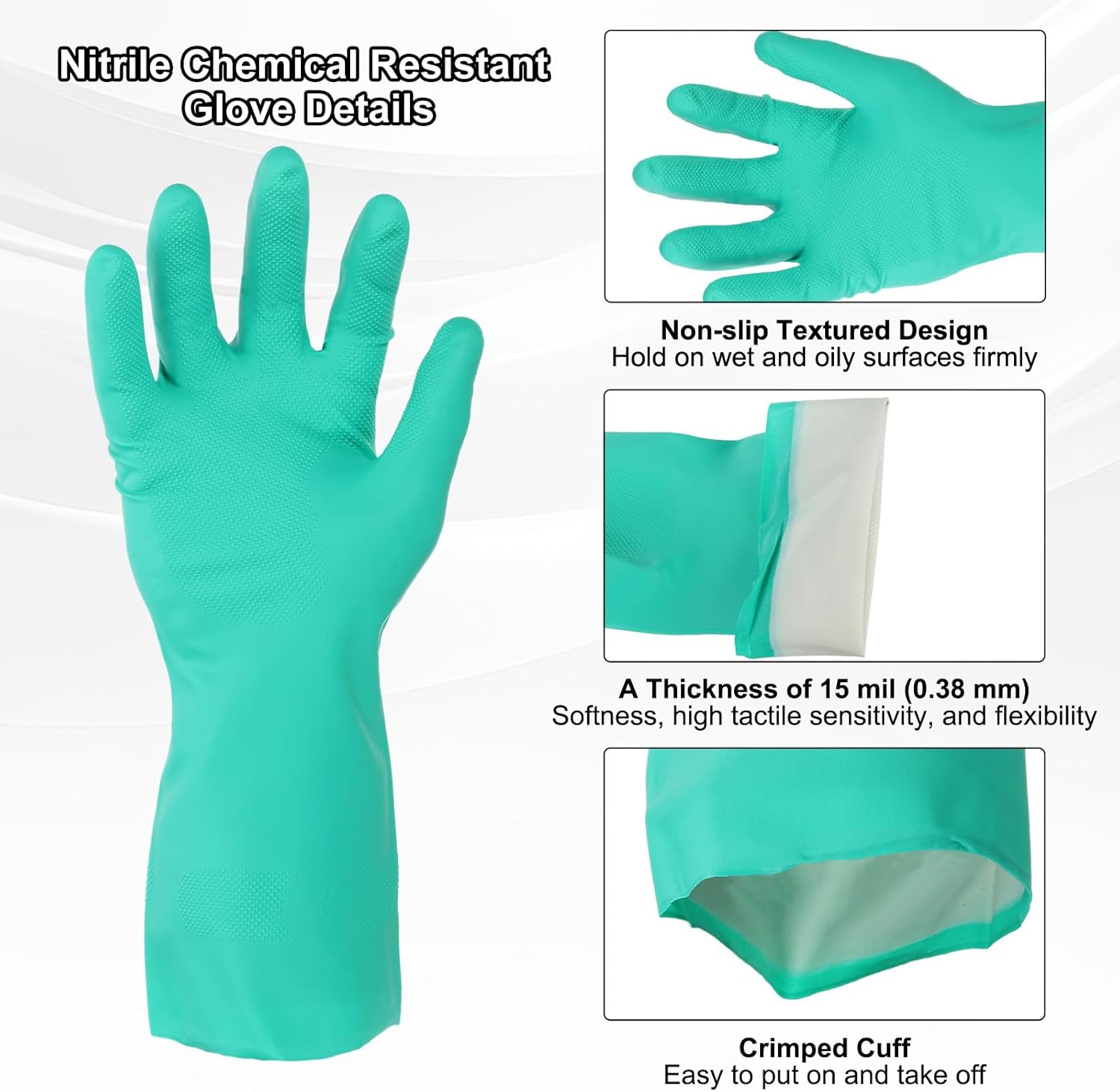 MECCANIXITY Nitrile Chemical Resistant Gloves, Industrial Gloves Anti-Slip Protective Safety Work Glove for Cleaning