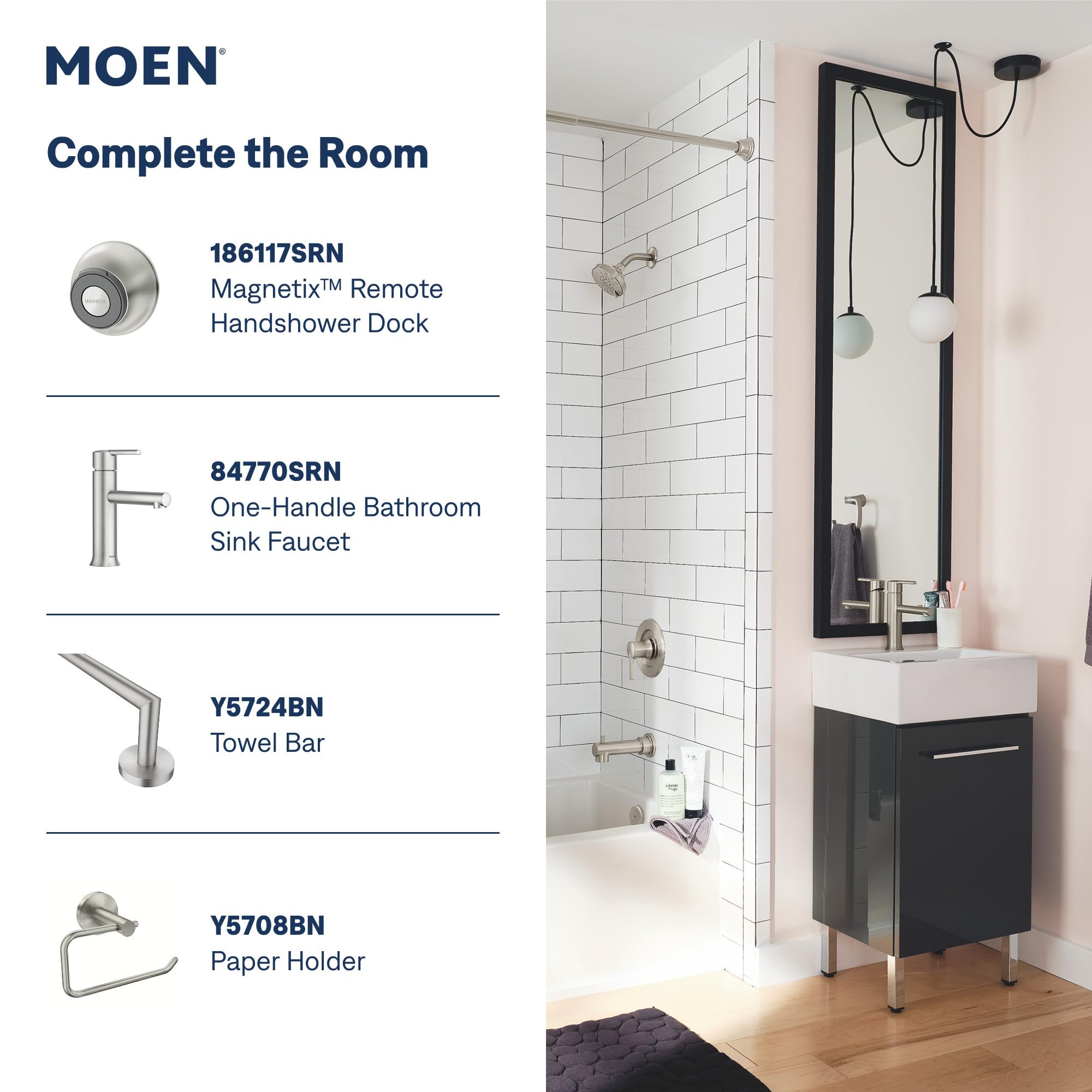 Moen 26100SRN Magnetix Handheld duş başlığı – Spot Resist, fırçalanmış nikel, 26100SRN