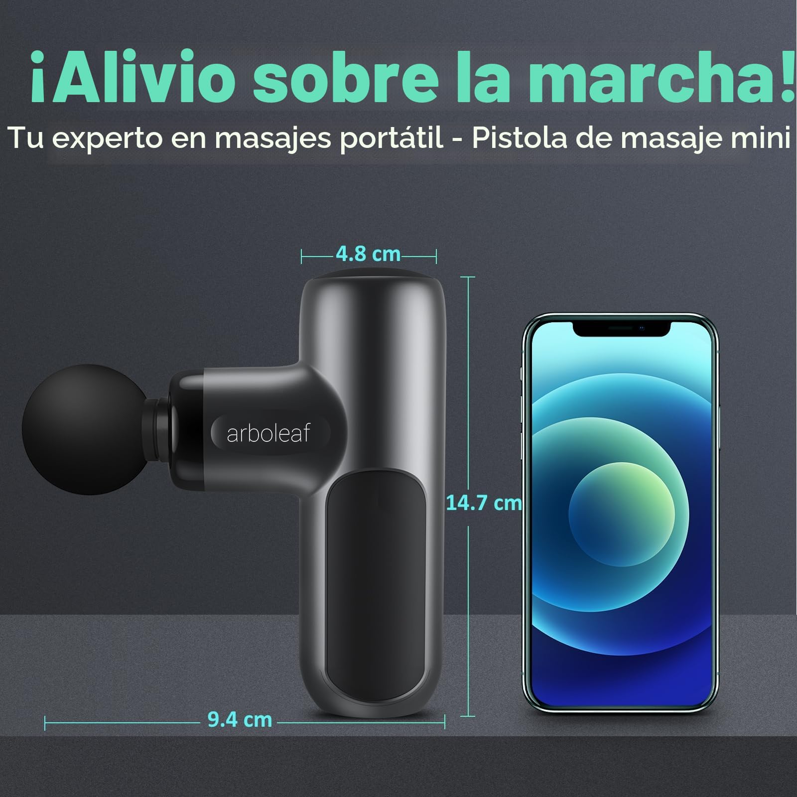 arboleaf Mini Pistola de Masaje, Masajeador Muscular Profesional de 3200 rpm y 5 Velocidades, Massage Gun Silencioso para Relajación Muscular
