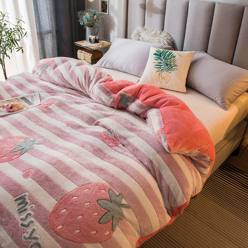 Funda nórdica de franela coral 180x220 cm lavable con cremallera