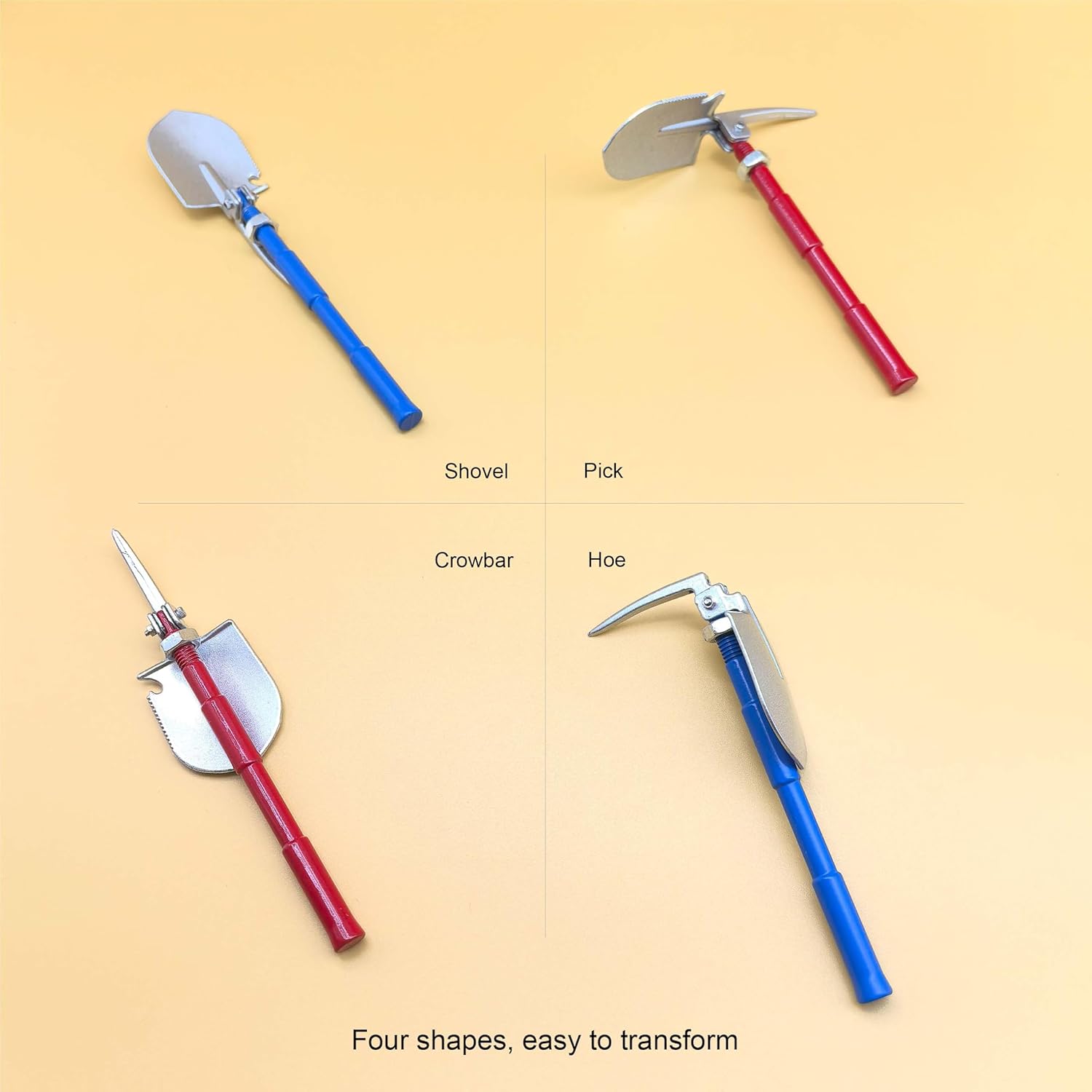 RC Car Multi-Function Foldable Shovel Simulation Scale Accessory for 1/8 1/10 1/12 RC Crawler Car Decoration (Blue)