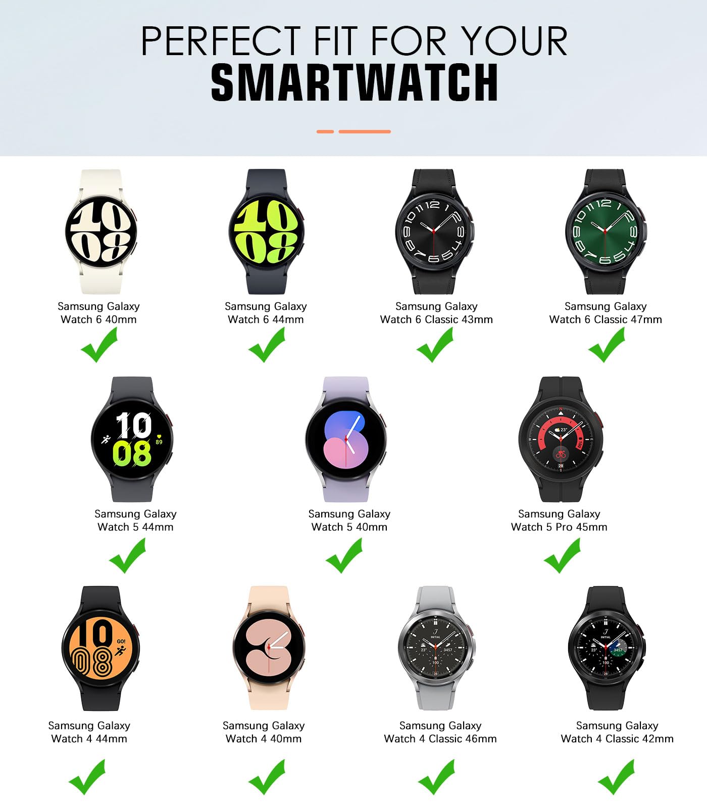 MoKo Bands Compatible with Samsung Galaxy Watch 7 FE 6 5 4 Band 40mm 44mm/Watch 6 Classic 43mm 47mm/Watch 5 Pro 45mm/Watch 4 Classic 42mm 46mm, No Gap Magnetic Clasp Silicone Sport Strap, Black