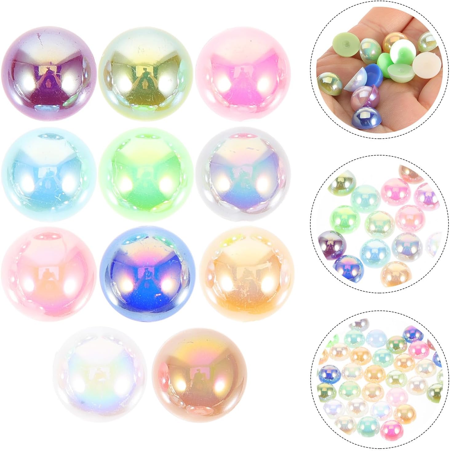 200pcs 12mm Resin Flat Surface Circular Dome Pearls for Nail Art DIY Decorations Multi-Function Nail Charm Accessories for Professional Manicure and Crafting Random Color