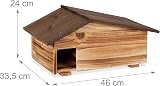 Relaxdays Casetta per Ricci, Rifugio da Giardino, 2 Camere, HLP: 24x46x33,5 cm, Tana Contro Predatori, Legno Fiammato - 4