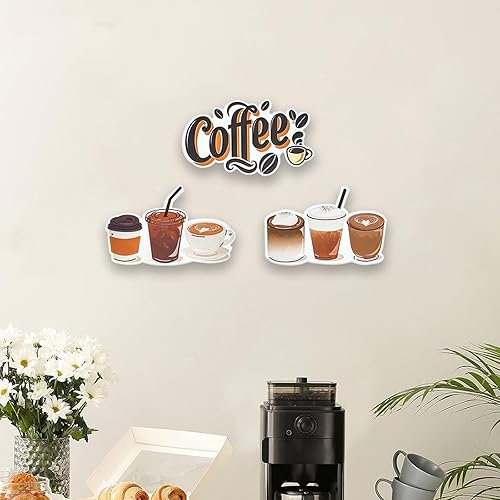 Miniatura 6 de Aimto Decoración de pared de metal café, decoración de pared colgante de barra de café para decoración de cocina, bar, hogar, oficina, cocina (10