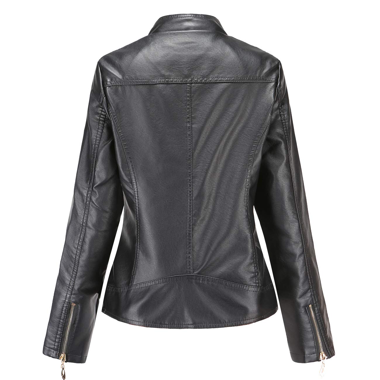 E-girl Damen Kunstleder Motorradjacke Kurze Reißverschlussjacke,EU 36-48