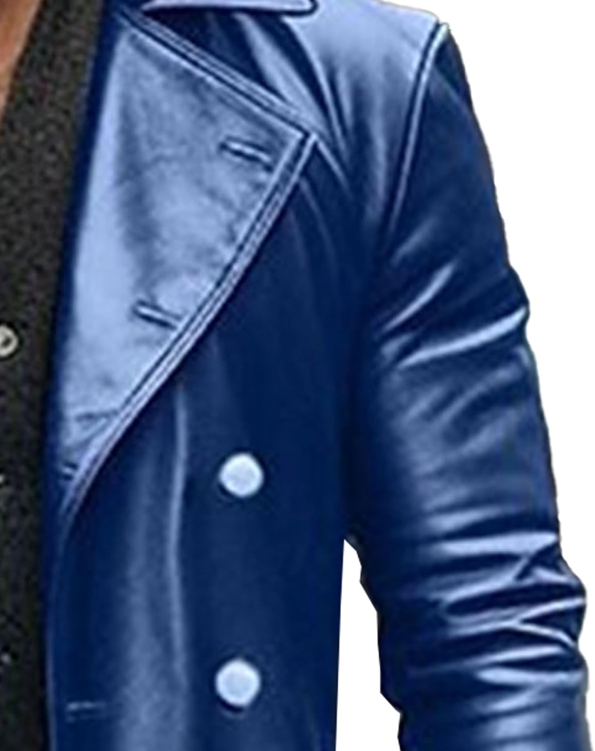 DGHM-JLMY Mens Vintage Trench Coat Military Uniform Leather Jacket Double Breasted Long Trench Coat Motorcycle Windbreaker