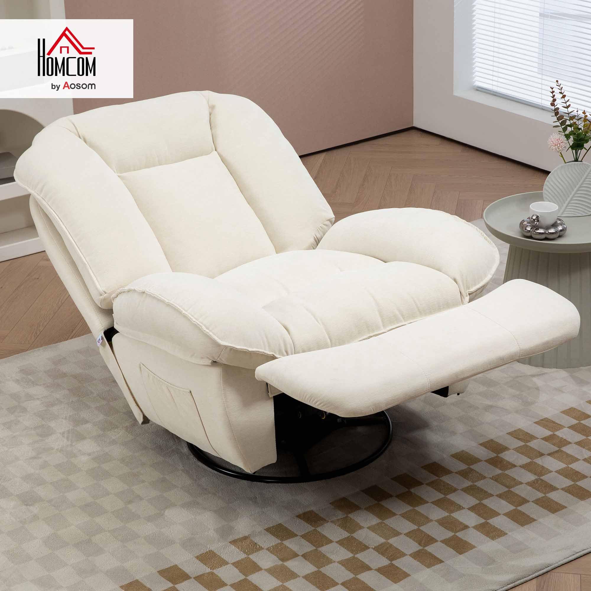 HOMCOM Relaxsessel, Fernsehsessel mit Liegefunktion, bis 150kg, Creme