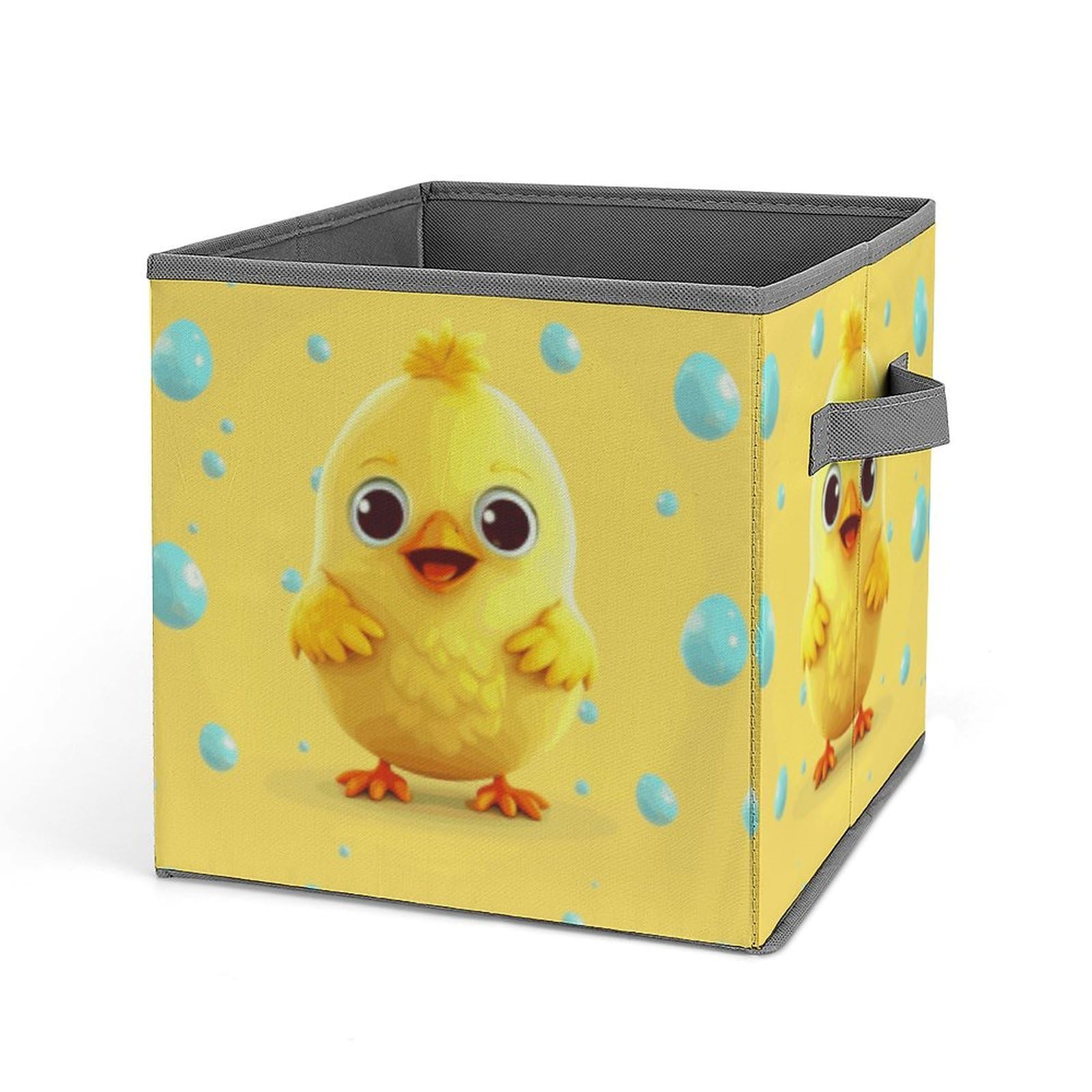 Bac de rangement pliable en tissu jaune à motif poulet pour dressing
