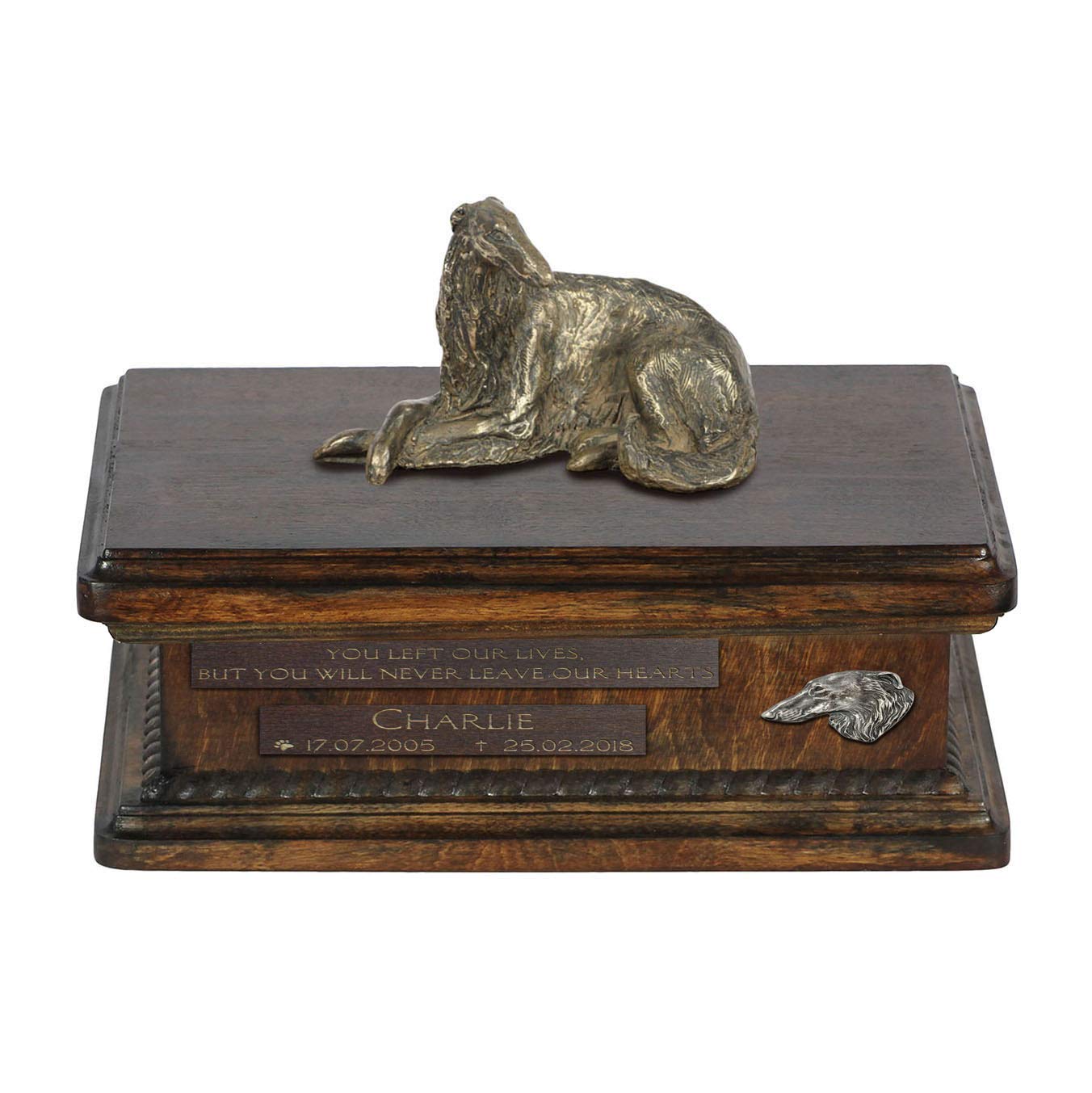 Urne pour les cendres de chien Barzoï, statue commémorative pour un souvenir éternel