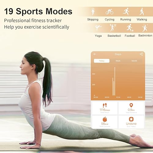 Miniatura 4 de Colesma Reloj inteligente redondo para iPhone Android, reloj para mujer con llamada Bluetooth y notificaciones de Whatsapp, reloj de fitness con