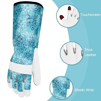 Leather Long Gardening Gloves Women Thorn Resistant Touchscreen Design Garden Gloves Yard Work Gloves For Women