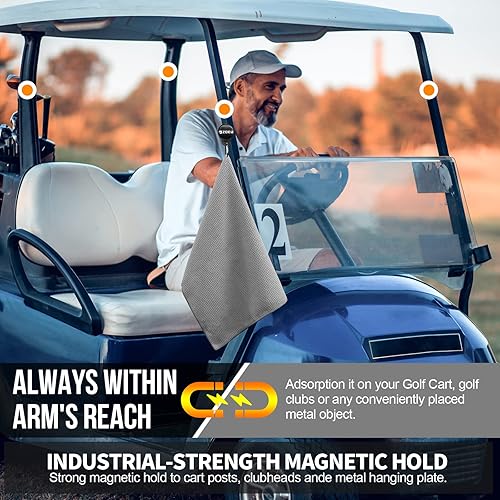 Miniatura 4 de ZOEA Toalla magnética, clip magnético para toalla de golf, tela de microfibra con patrón de gofre, imán de fuerza industrial para un fuerte agarre a