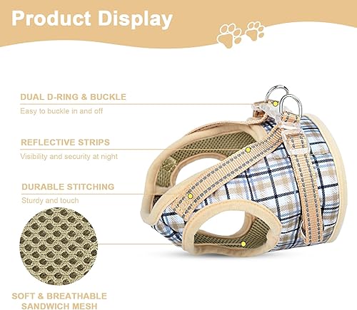 Miniatura 2 de Arnés grande Step-in Air para perro, arnés a cuadros para perros pequeños con correa, arnés para perros pequeños, medianos y grandes, arnés