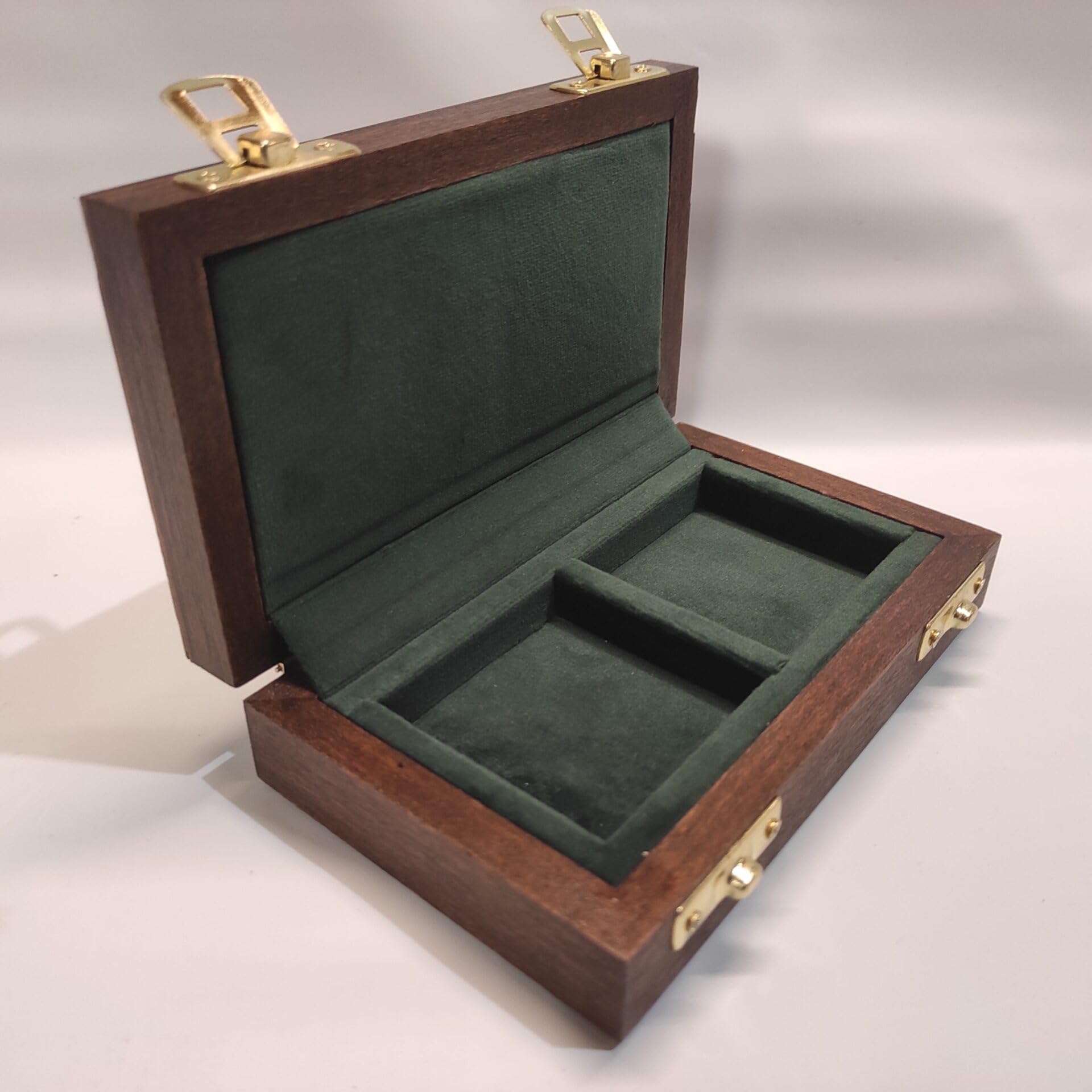 Caja para monedas y medallas antiguas certificadas, madera maciza, 2 compartimentos 50x50 mm, terciopelo italiano, hecha a mano, numismática
