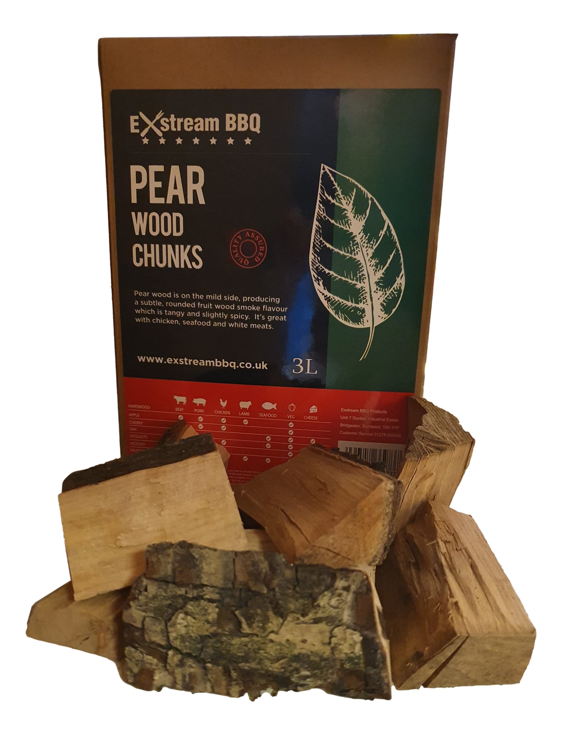 Exstream Gold Bbq Barbecue Smoking Wood Chunks Food Smoke Apple, Hickory, Oak, Cherry, Mesquite 100% Natural No Chemicals (Pear 3 Litre)