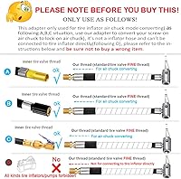 Vista 2 de 2 PCS Locking Air Chuck with Air Hose and Standard Tire Valve Fine Thread, Air Inflator Hose Adapter for Twist On Convert to Lock On Connection
