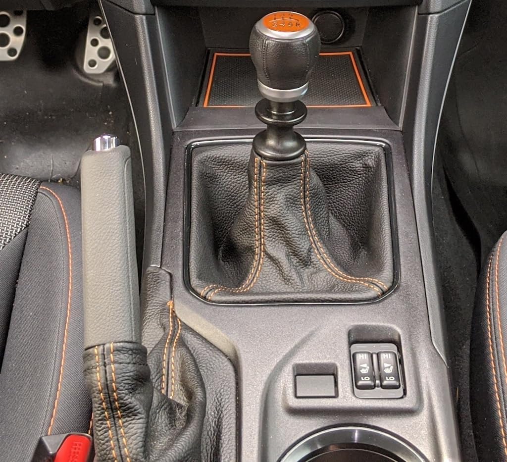 RedlineGoods Shift Boot Compatible with Subaru Impreza 2017-23. Tailor Made - not Universal. Genuine top-Grade Italian Black Leather with Black Thread