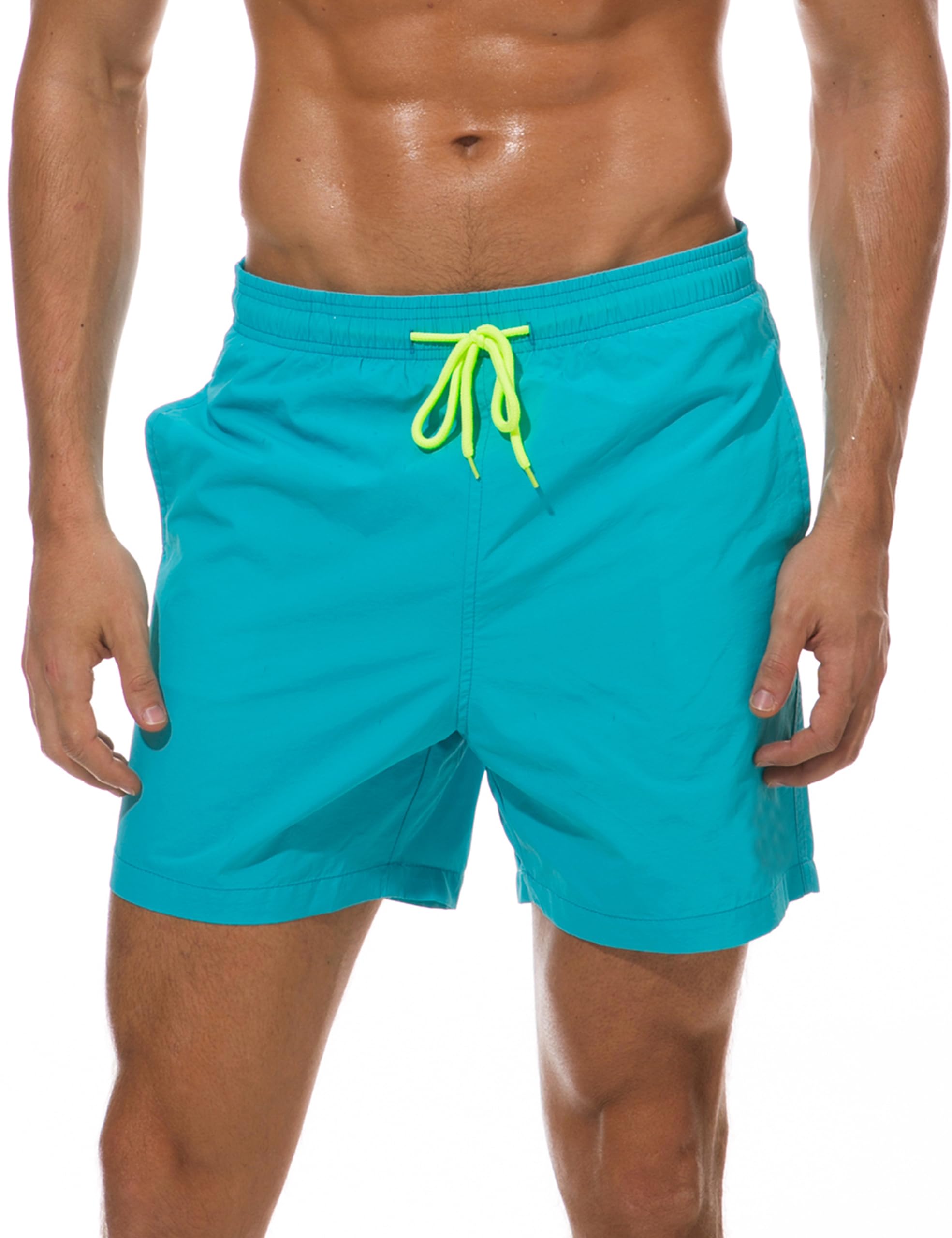 Kfnire Badehose Herren Badeshorts Schnelltrocknend Freizeit Strandshorts Badehosen Herren mit Taschen Board Shorts Badehosen Männer | Kontrastierender Kordelzug | Badeshorts für Heren Kurz
