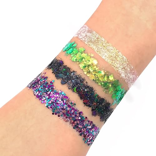 Miniatura 9 de Electric Bliss Beauty - Gel holográfico con purpurina corporal para cuerpo, cara, cabello, vegano y libre de crueldad animal (rosa neón)