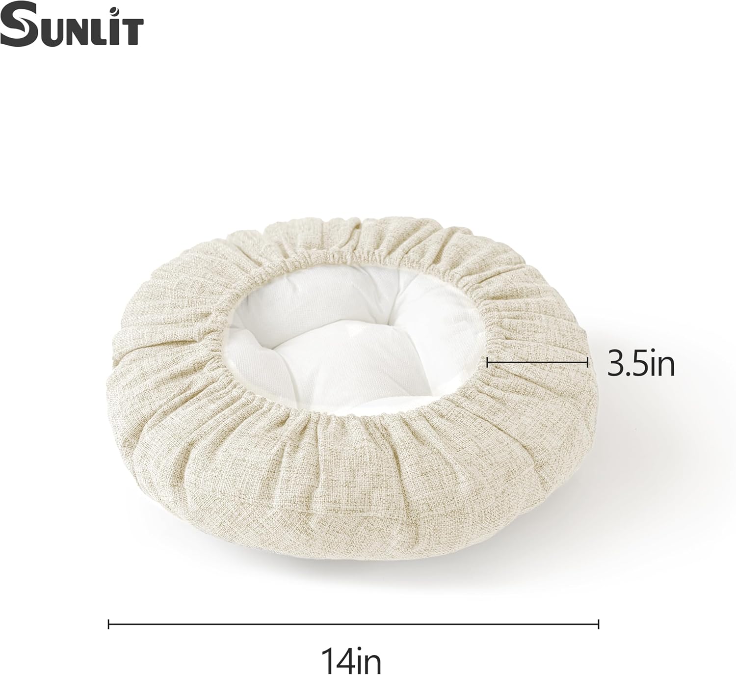 Sunlit Bar Stool Covers - Set of 2 Round Bar Stool Seat Covers, Soft and Cushioned Bar Chair Covers, Easy to Install and Wash, Cover Only, 14 Inch Diameter, Beige