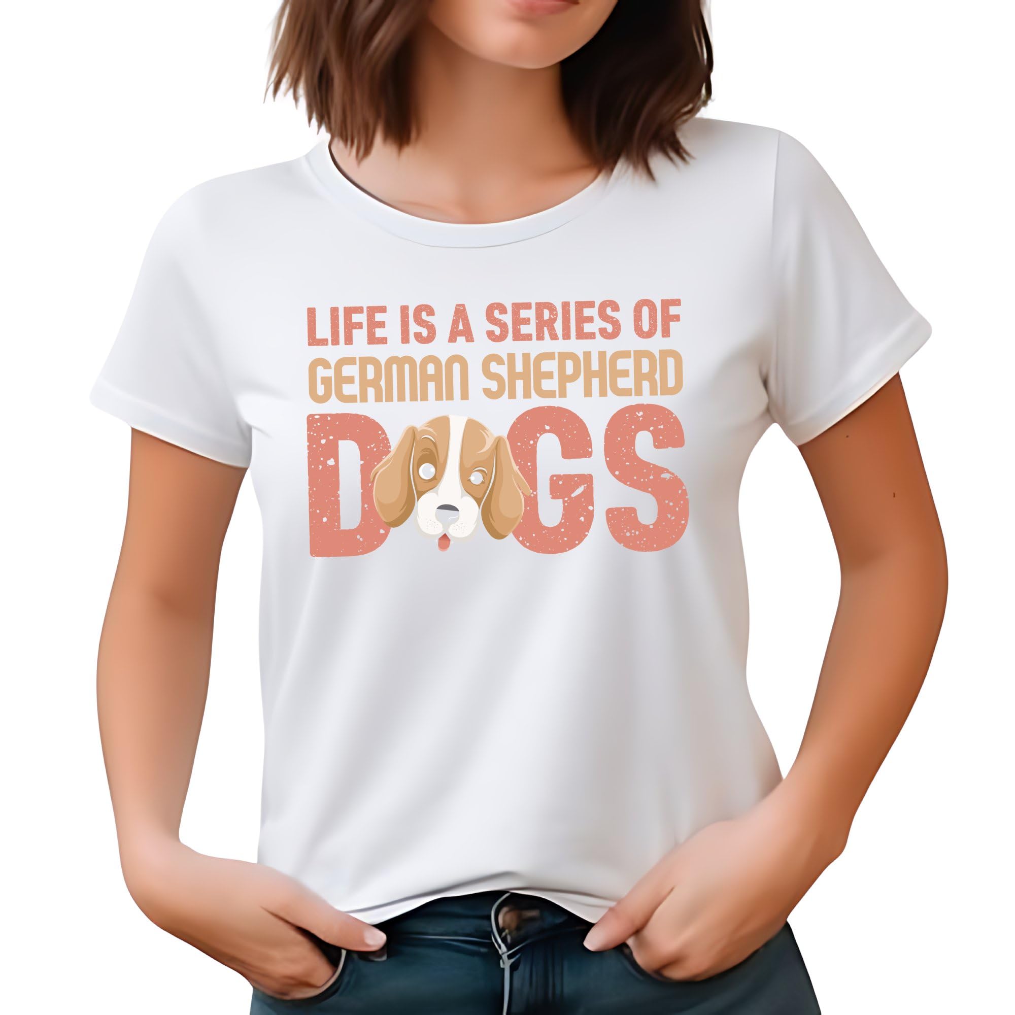German Shepherd Lover T-Shirt, Life is a Series of Dogs Quote, Dog Owner Gift, Unisex Adult Tee, Pet Lover Apparel, Cute Dog Shirt
