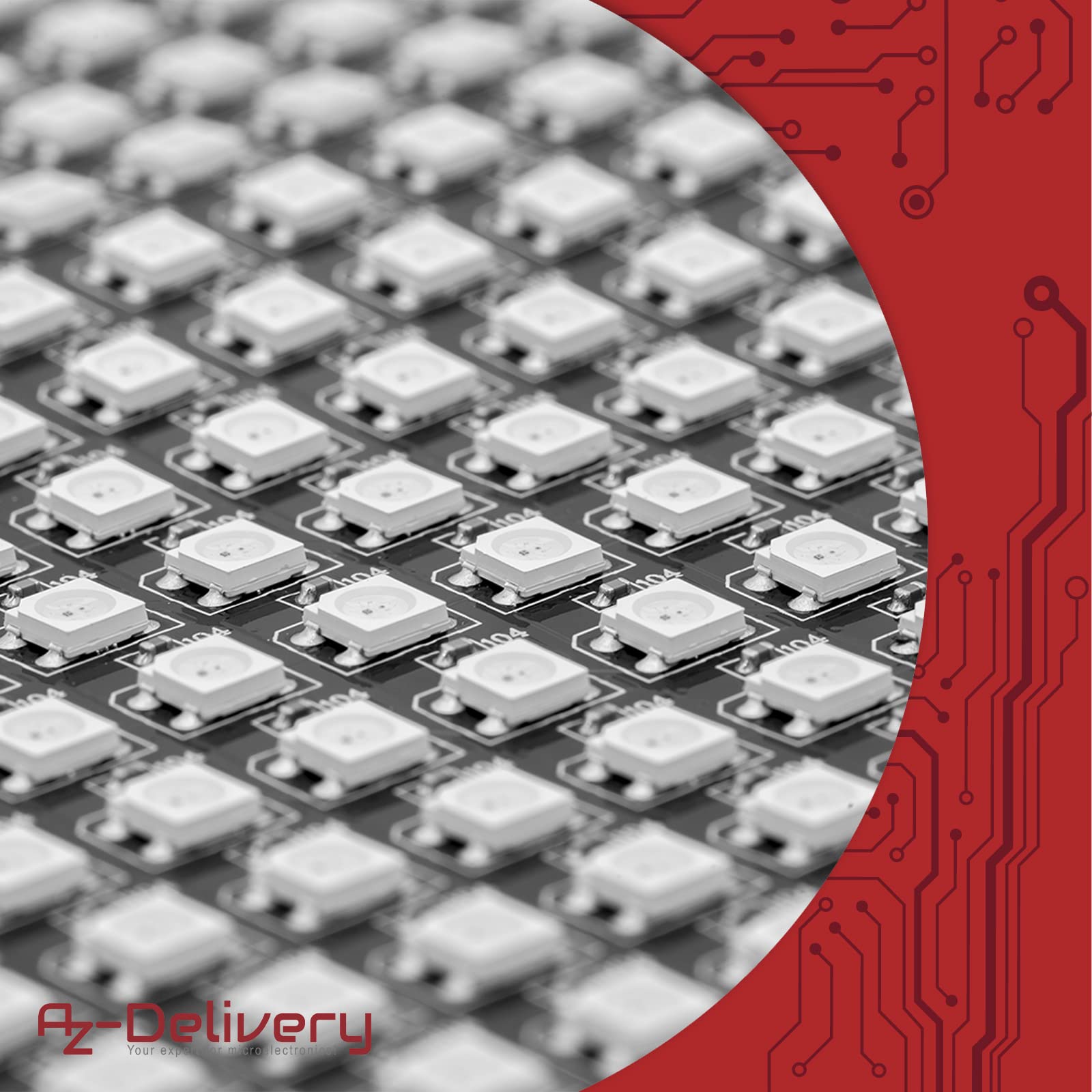 AZDelivery 5 x Pannello LED RGB WS2812B 16x16 256 LEDs Modulo Led flessibile 5050SMD IC Funzioni di colore pieno indirizzabile singolo con DC5V compatibile con Raspberry Pi