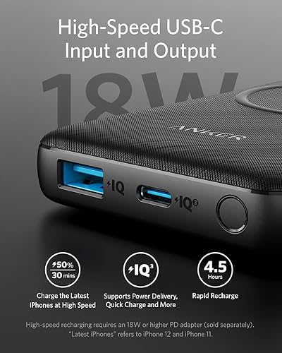 Miniatura 7 de Anker Cargador portátil inalámbrico PowerCore III de 10,000 mAh con carga inalámbrica de 10 W certificada Qi y carga rápida USB-C de 18 W para