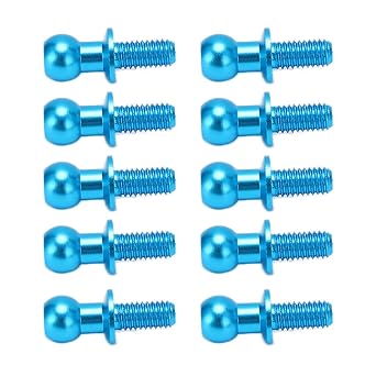 Ball Head Screw Link Rod Shock Absorber End, Exquisite 10pcs Ball Head Screw Link Rod Aluminum Alloy Small Strong for TT01 TT02 for RC Car(blue)