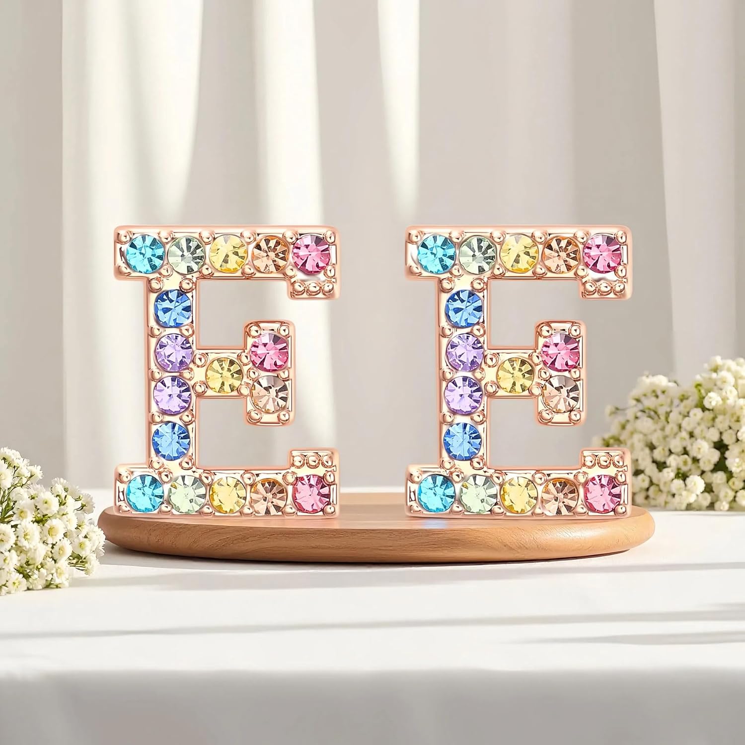 Gold Initial Earrings Stud, Colorful Rhinestone Letter Earrings Stud Cute Monogram Jewelry Alphabets from A-Z Gift Idea of the Earrings - Image 4