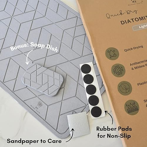 Miniatura 3 de ME MOTHER EARTH Tapete de ducha antideslizante para baño tapete de baño de tierra de diatomeas de secado rápido súper absorbente ecológico
