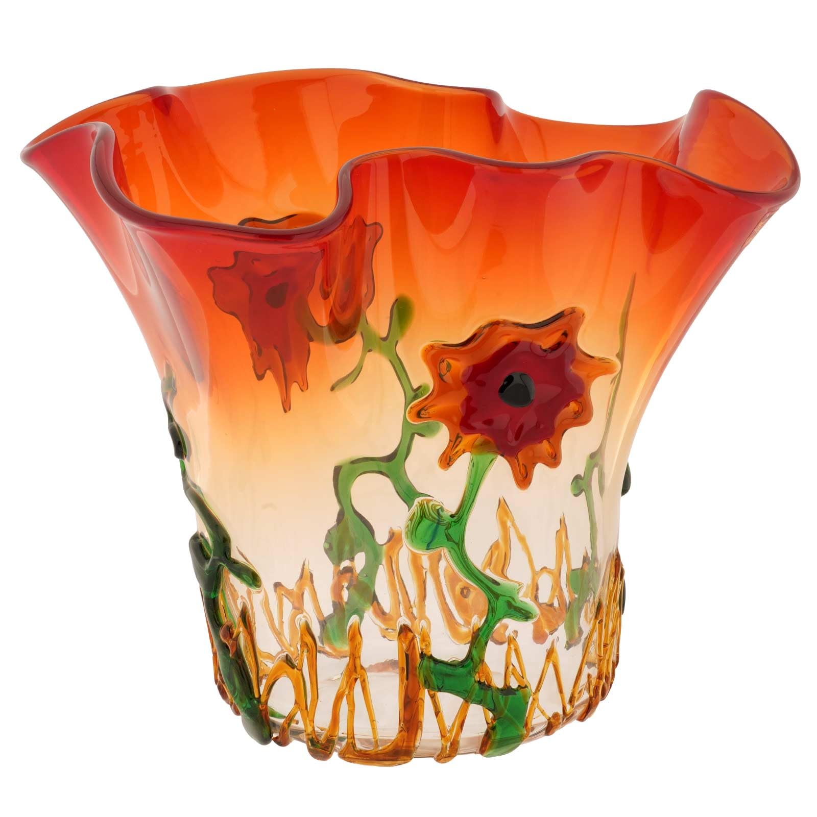 【Luciano Vistosi】MURANO フラワーベース　花瓶 レッド Luciano Vistosi】MURANO フラワーベース 花瓶 レッド
