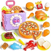 Vista 1 de 45 piezas 3 en 1 de carrito de compras para niños de 2, 3, 4, 5, 6 años en adelante, juegos de comida de juego de simulación para la cocina